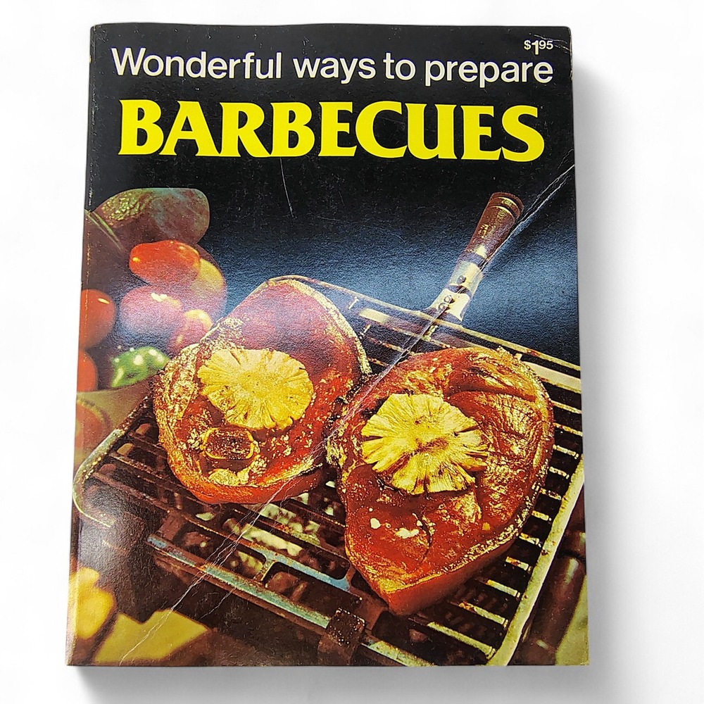 Wonderful Ways to‎ Prepare Barbecues 1978 Softcover Cookbook Funky Pink Pages
